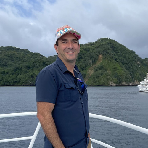 Charles Cousin aboard an oceanographic vessel.